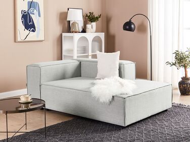 Left Hand Linen Chaise Lounge Grey APRICA