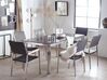 Conjunto de mesa com tampo em vidro preto 180 x 90 cm e 6 cadeiras rattan sintético GROSSETO_764020