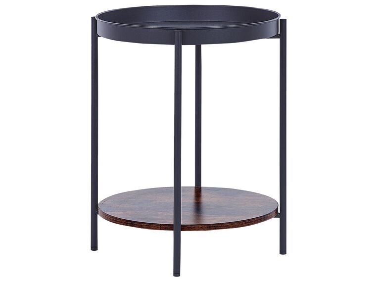 Tray Top Side Table Black with Dark Wood BORDEN_824234