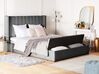 Velvet EU Double Size Bed with Storage Bench Grey NOYERS_777146