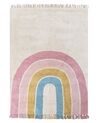 Kinderteppich Baumwolle beige / mehrfarbig 140 x 200 cm Regenbogenmuster Kurzflor TATARLI_906571