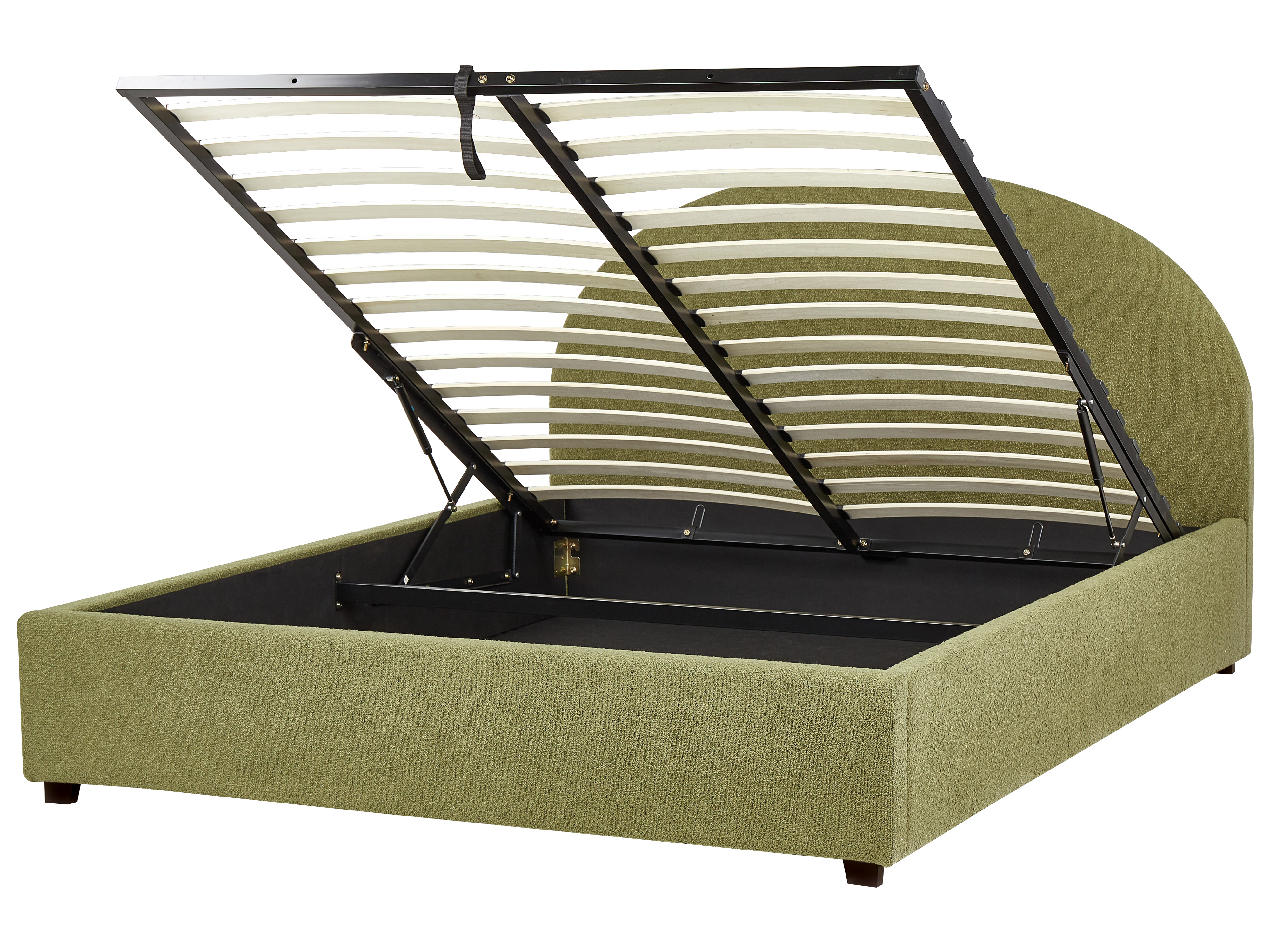 Boucle EU King Size Ottoman Bed Olive Green VAUCLUSE_913146