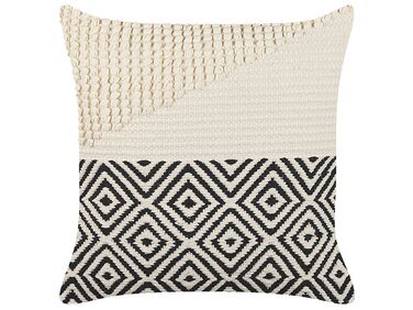 Cotton Cushion Geometric Pattern 45 x 45 cm Beige and Black CALANTHE