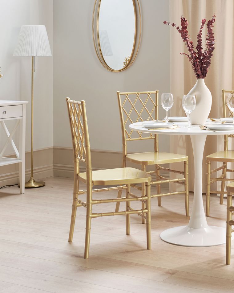 Set of 2 Dining Chairs Gold CLARION Beliani.co.uk