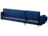 Canapé angle droite convertible en velours bleu marine 4 places avec pouf ABERDEEN_737810