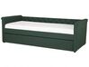 Tagesbett ausziehbar Leinenoptik dunkelgrün Lattenrost 90 x 200 cm LIBOURNE_737122