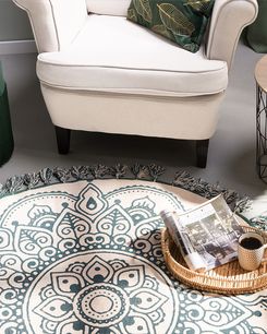 Matto puuvilla kermanvalkoinen/vihreä ø 120 cm IRICE