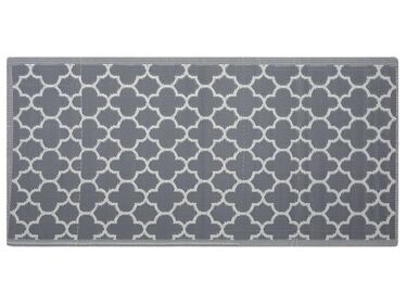 Outdoor Teppich grau 90 x 180 cm marokkanisches Muster zweiseitig Kurzflor SURAT
