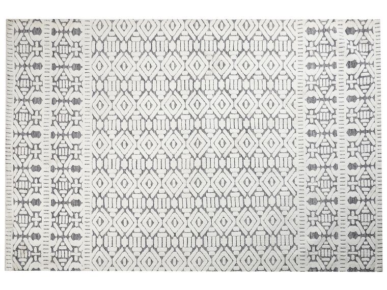 Gulvtæppe hvid/grå polyester 200 x 300 cm SIBI_883779
