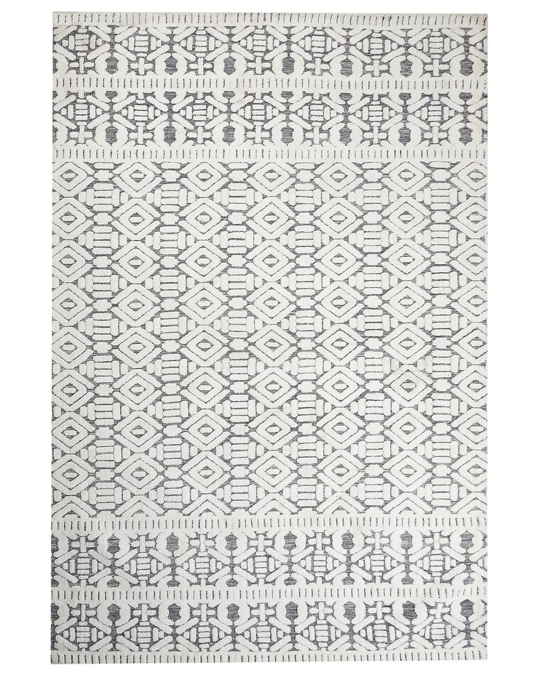 Teppich weiß / grau 200 x 300 cm geometrisches Muster Kurzflor SIBI_883779
