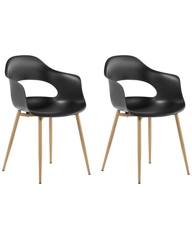 Conjunto de 2 sillas de comedor negro/madera clara UTICA