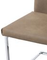 	Conjunto de 2 sillas de comedor de piel sintética beige arena/plateado ROCKFORD_693158