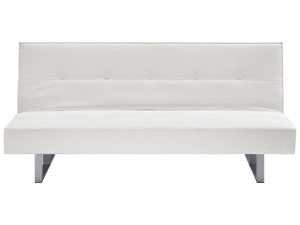 Faux Leather Sofa Bed White Derby