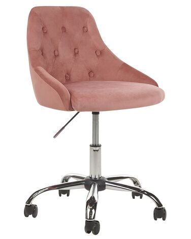 Krzesło biurowe regulowane welurowe różowe PARRISH