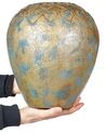 Terracotta Decorative Vase 33 cm Gold with Turquoise DANI_894380