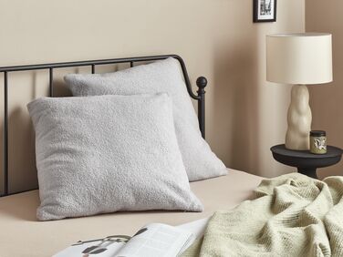 Set of 2 Boucle Cushions 60 x 60 cm Grey LEUZEA