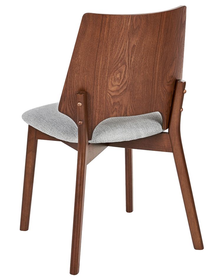 Set of 2 Dining Chairs Dark Wood and Grey ABEE Beliani.co.uk