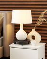 Lámpara de mesa de cerámica/lino blanco 46 cm SOCO_843168
