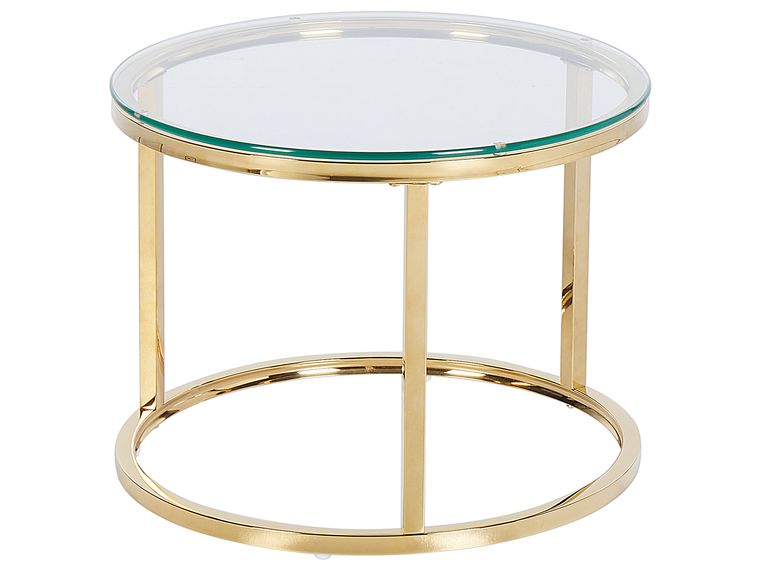 Beliani Set Di 2 Tavolini Rotondi In Legno Di Mango - Fatti A Mano, Stile Classico - 4