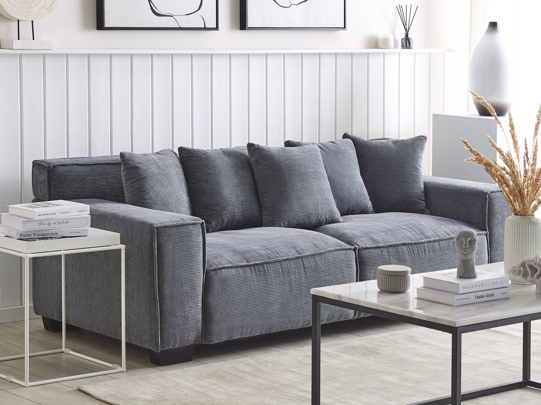 3Sitzer Sofa Cord dunkelgrau VISKAN Beliani.de