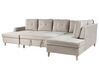 Velvet Corner Sofa Bed with Storage Beige LERUM_826078