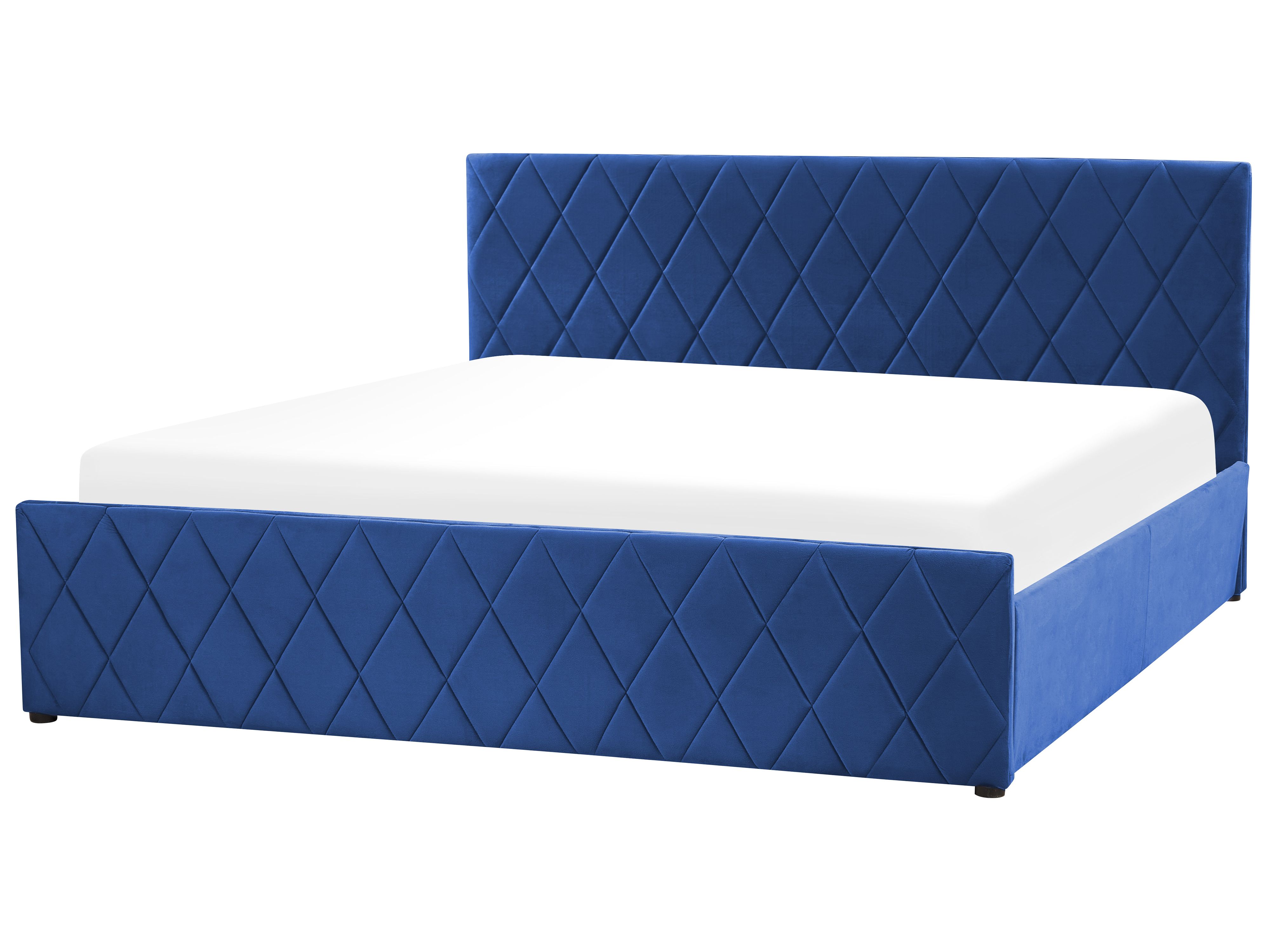 Velvet EU Super King Size Ottoman Bed Blue ROCHEFORT Beliani.co.uk