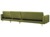 Canapé modulable côté gauche en velours vert avec ottoman ABERDEEN_882416