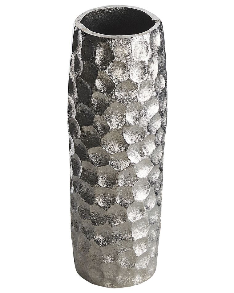 Vaso decorativo em metal prateado 32 cm CALAKMUL_823147