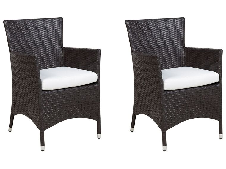 Set of 2 PE Rattan Garden Chairs Brown ITALY_763402