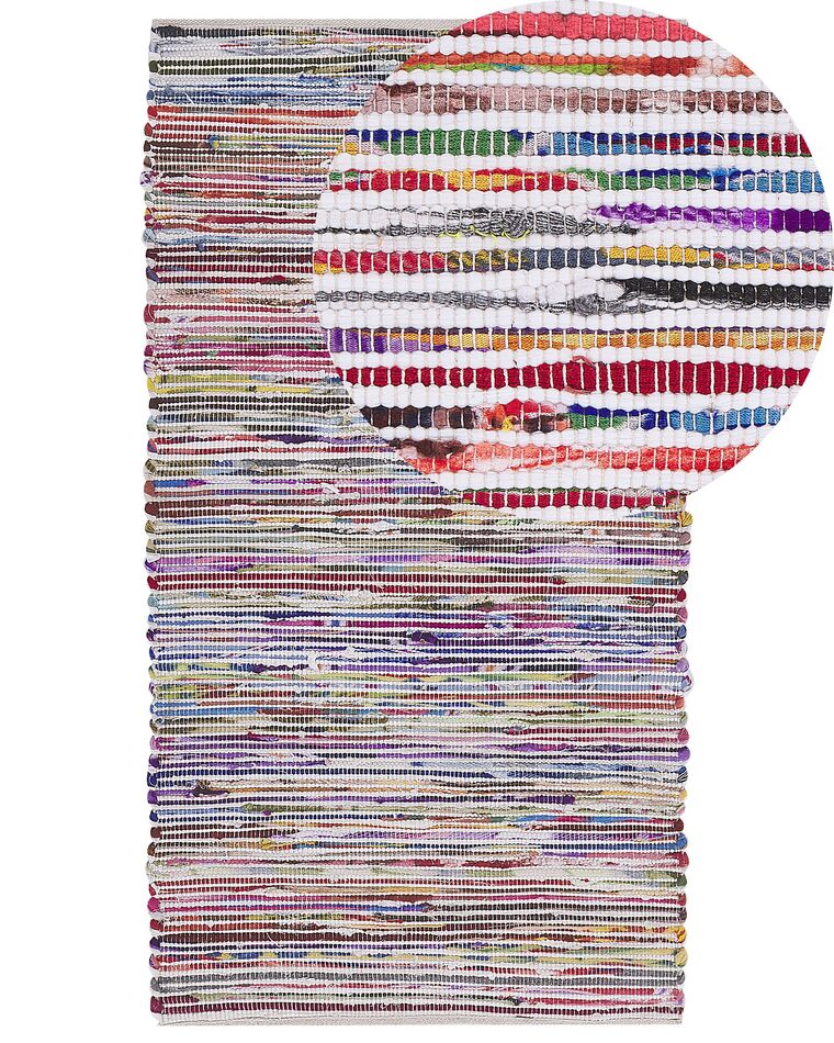 Teppich Baumwolle bunt-weiss 80 x 150 cm abstraktes Muster Kurzflor BARTIN_486791