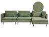 Canapé d'angle côté gauche 3 places en velours côtelé vert EGERIS_894210