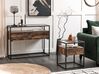 2 Drawer Glass Top Console Table Dark Wood and Black MAUK_829049