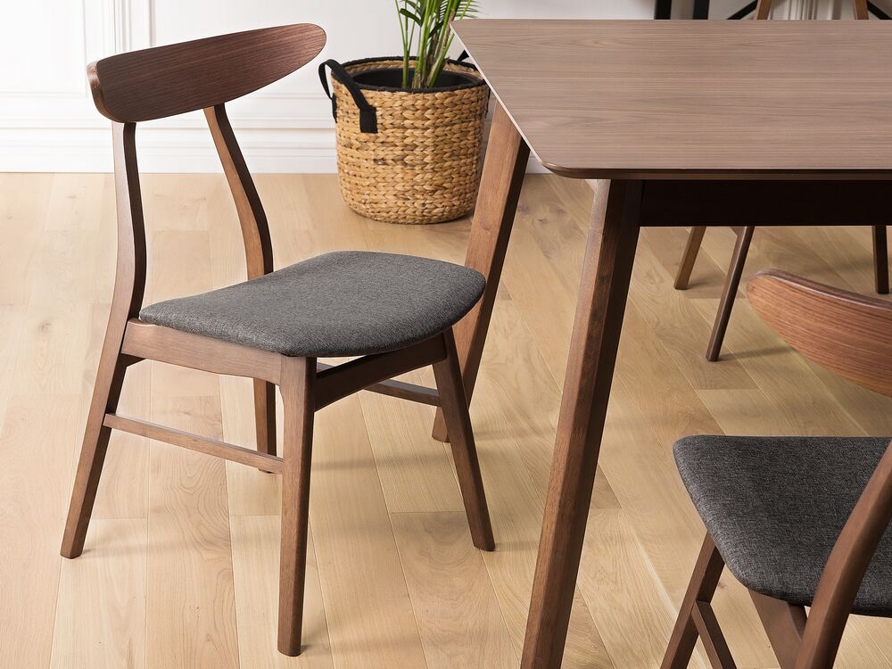 Set of 2 Wooden Dining Chairs Grey LYNN Beliani.co.uk