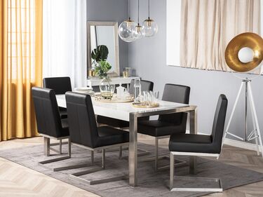 Dining Table 220 x 90 cm White with Grey ARCTIC I