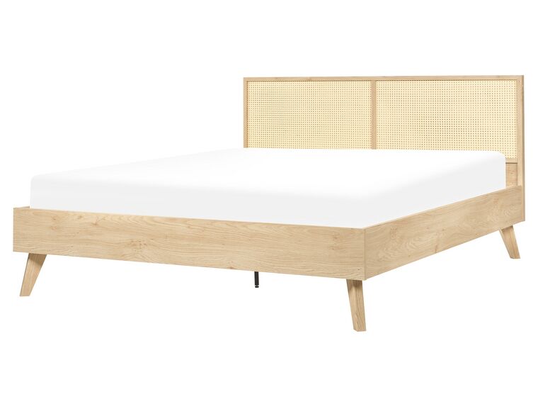 Łóżko rattanowe 160 x 200 cm jasne drewno MONPAZIER_863384