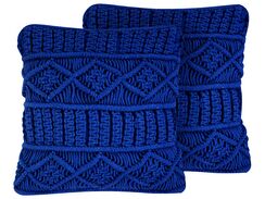 Koristetyynysetti makramee 45x45cm sininen KARATAS Koristetyynysetti makramee 45x45cm sininen KARATAS