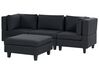 Háromszemélyes kombinálható fekete kárpitozott kanapé ottománnal UNSTAD_893491
