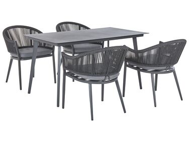 Trädgårdsmöbelset av bord och 4 stolar aluminium grå MILETO