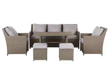 5 Seater PE Rattan Garden Sofa Set Taupe and Grey FONTI