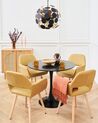 Conjunto de 2 sillas de comedor de poliéster amarillo/madera clara CHICAGO_862406