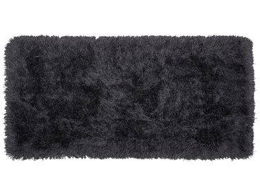 Tappeto shaggy rettangolare nero 80 x 150 cm CIDE