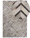 Teppich Kuhfell beige-grau 140 x 200 cm geometrisches Muster Kurzflor TEKIR_764775