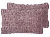 Set of 2 Velvet Pleated Cushions 30 x 50 cm Violet CHIRITA_892677