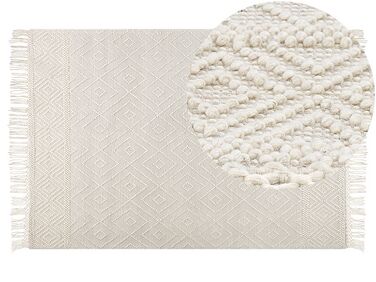 Teppich Wolle beige 160 x 230 cm geometrisches Muster DARENDE