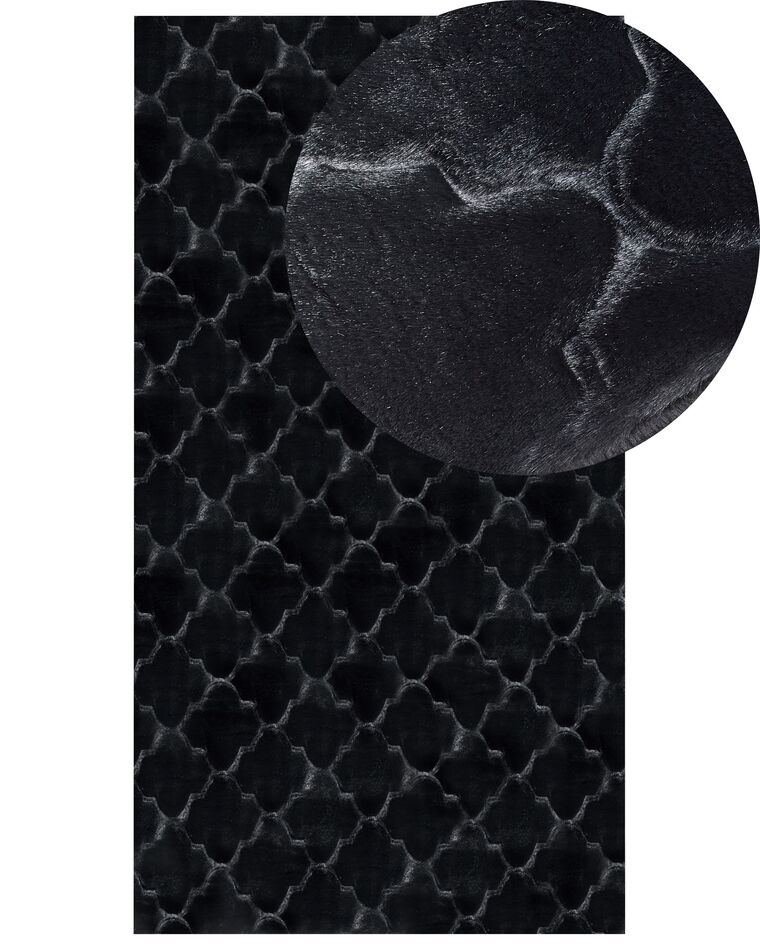 Vloerkleed kunstbont zwart 80 x 150 cm GHARO_858624