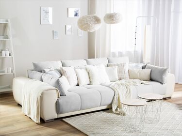 4-seters sofa stoff lysegrå/lysebeige TORPO