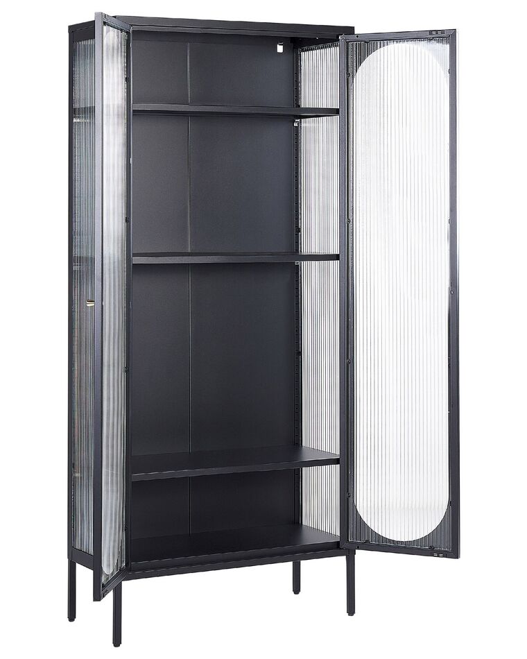 Orion – Portaspezie Girevole In Legno E Metallo Nero, Con 12 Vasetti In Vetro Da 80 Ml, Filtro E Coperchio, 18x18x29,5 Cm