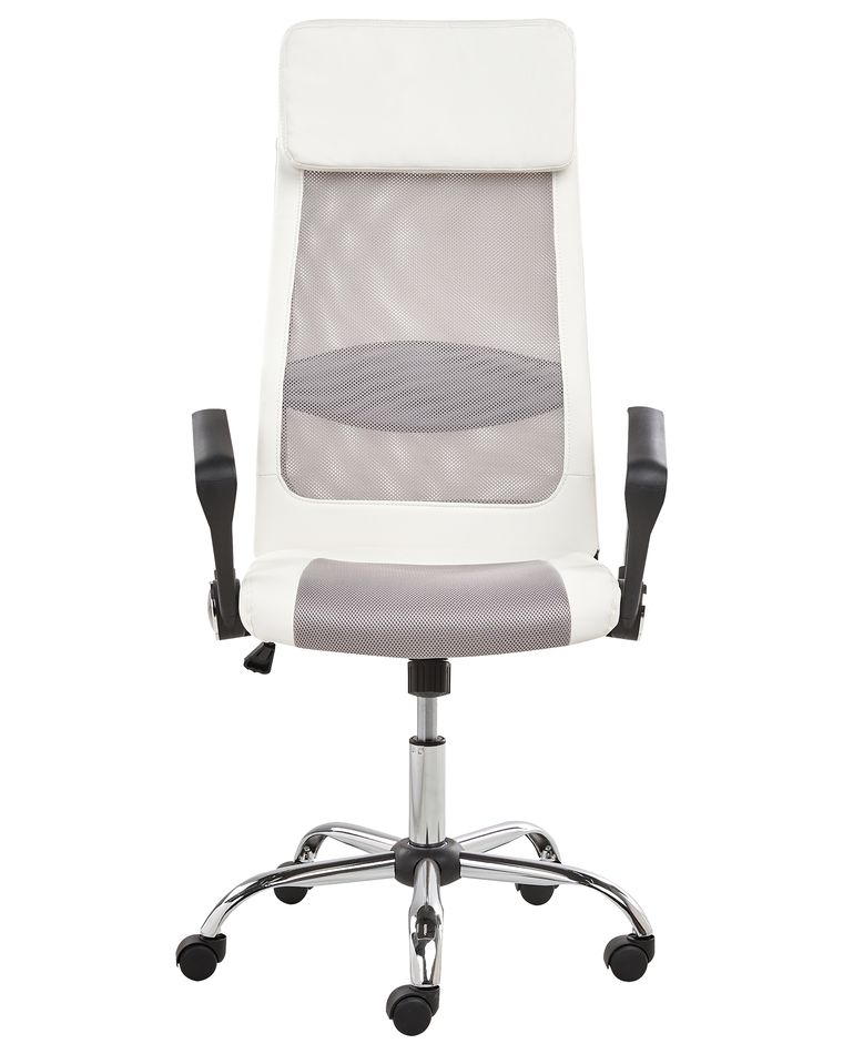 Faux Leather Office Chair White with Grey PIONEER Beliani.co.uk