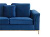 Canapé angle à droite 4 places en velours bleu foncé avec pouf OSLO_744170