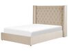 Sametová postel s úložným prostorem 140 x 200 cm béžová LUBBON_833503